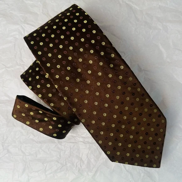 Brioni 100% Silk Neck Tie Hand Made in Italy brown printed - Picture 8 of 8